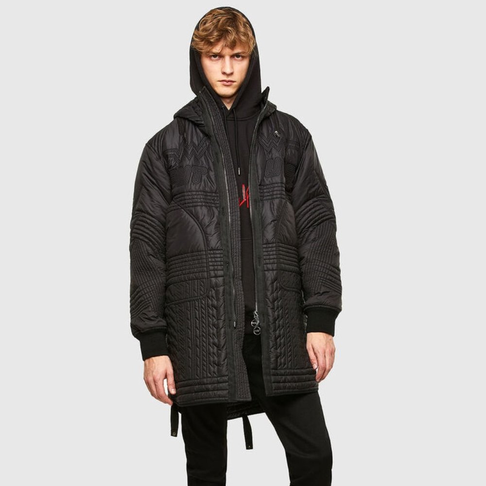 NWT Diesel W-Par-Quilt Jacket Black Sz 46